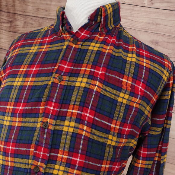 CROFT & BARROW LONG SLEEVE PLAID FLANNEL BUTTON UP SHIRT MENS SZ M **READ** - Picture 2 of 8